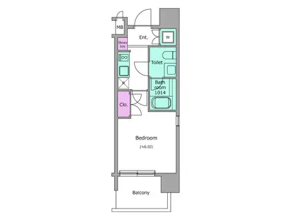 レジディア新宿御苑(1K/4階)の間取り写真