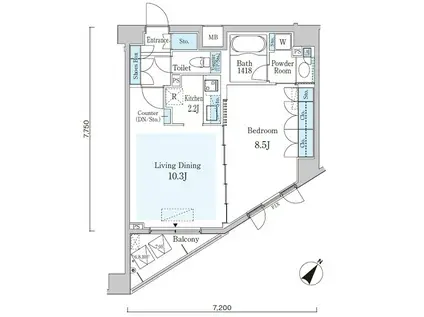 オーキッドレジデンス六本木(1LDK/10階)の間取り写真