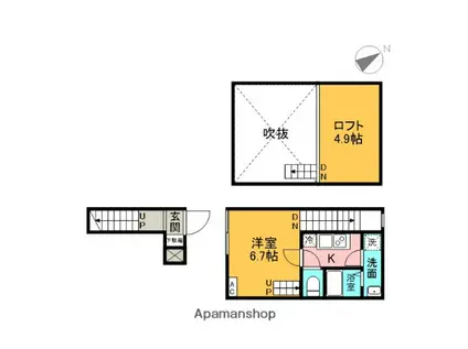 グレースアロー六郷(1K/2階)の間取り写真