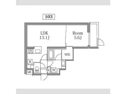プラティーク大森山王(1LDK/B1階)の間取り写真