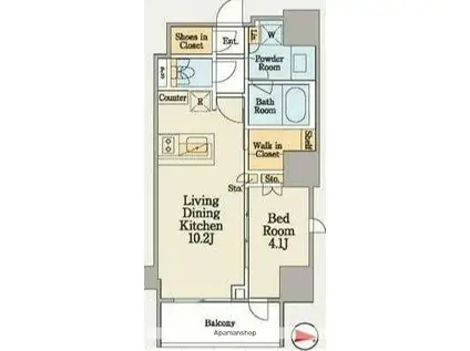 クレストコート木場(1LDK/7階)の間取り写真