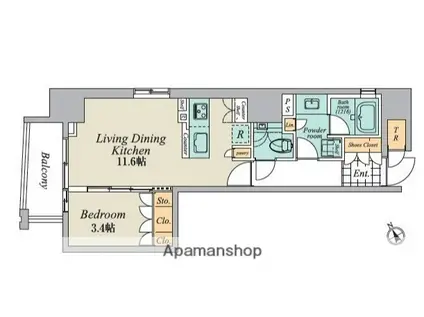 クレストコート清澄庭園(1LDK/5階)の間取り写真