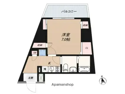 アイディ品川25(1K/8階)の間取り写真