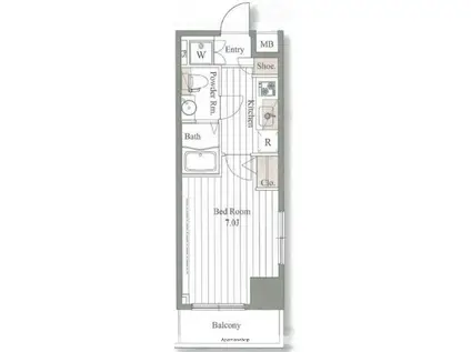 ドゥーエ大森(1K/7階)の間取り写真