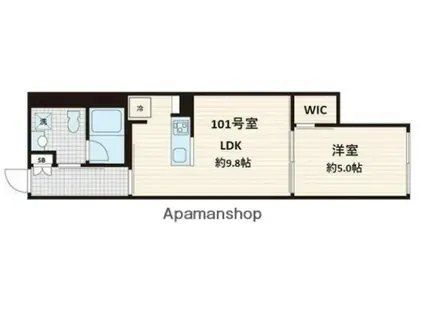 FULLEA白金台(1LDK/1階)の間取り写真