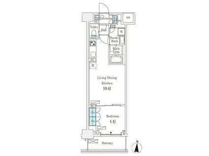 フロンティアレジデンス錦糸公園(1LDK/4階)の間取り写真