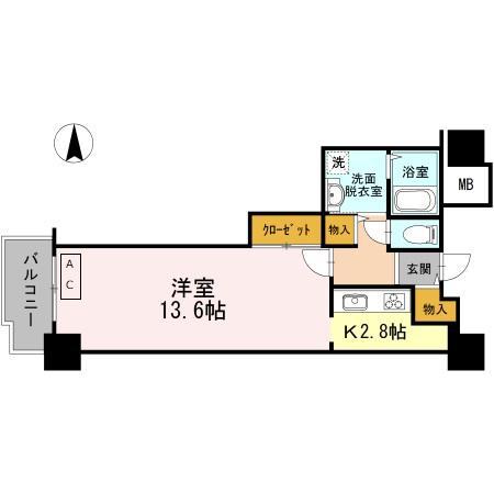 品川シーサイドビュータワー1(1K/9階)の間取り写真