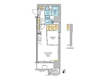 プラウドフラット大井町(1LDK/9階)の間取り写真