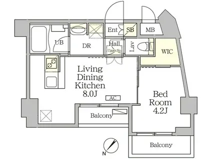 アジールコート池尻大橋(1LDK/1階)の間取り写真