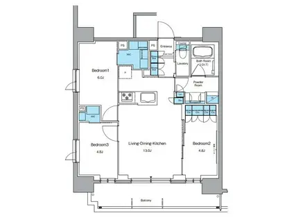 ルフォンプログレ上野御徒町(3LDK/13階)の間取り写真
