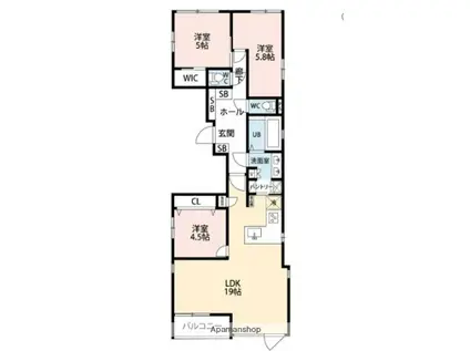 URNA SANDS(3LDK/4階)の間取り写真