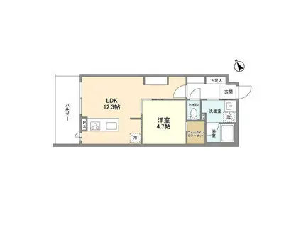 ACPレジデンス文京春日(1LDK/4階)の間取り写真