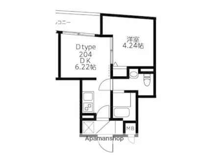 U RESIDENCE武蔵小山(1DK/1階)の間取り写真