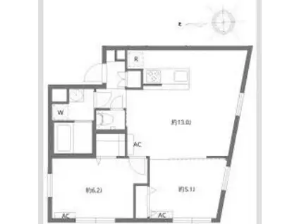 グランピア四谷(2LDK/3階)の間取り写真