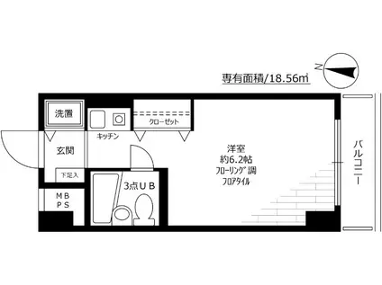 ヒルズ駒場東大前(ワンルーム/4階)の間取り写真