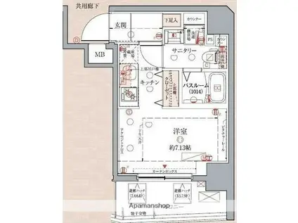 クレヴィスタ武蔵小山(ワンルーム/6階)の間取り写真