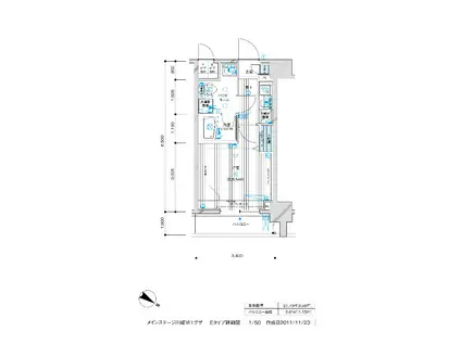 メインステージ川崎6エグザ(1K/7階)の間取り写真