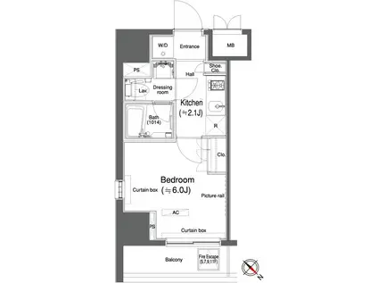 カスタリア大森2(1K/6階)の間取り写真