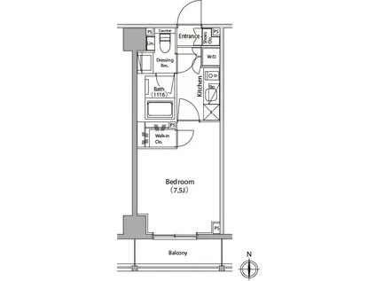 イプセ蒲田Ⅲ(1K/4階)の間取り写真