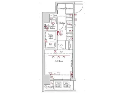 エクセリア川崎(1K/9階)の間取り写真