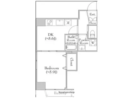 正栄プラザビル(1DK/5階)の間取り写真