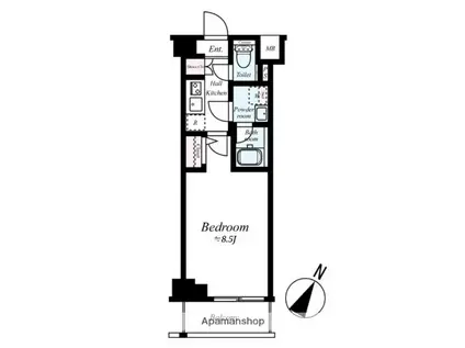 GENOVIA本羽田SKYGARDEN(1K/2階)の間取り写真