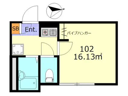 ライスフラワー羽田(1K/1階)の間取り写真