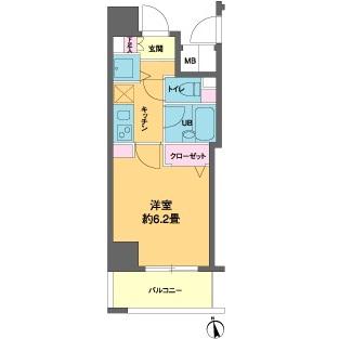 カスタリア新富町3(1K/3階)の間取り写真