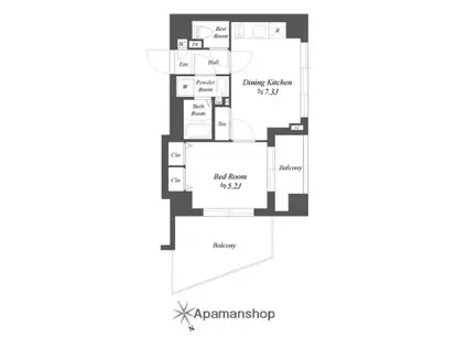 ブランシエスタ品川大井町パークエッジ(2DK/5階)の間取り写真