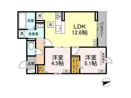 D PAINA EGAWA I(2LDK/1階)の間取り写真