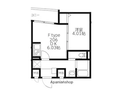 U RESIDENCE武蔵小山(1DK/3階)の間取り写真