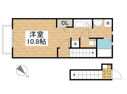 ディアコート(1K/2階)の間取り写真