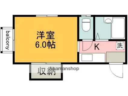 クレスト清水が丘(1K/2階)の間取り写真