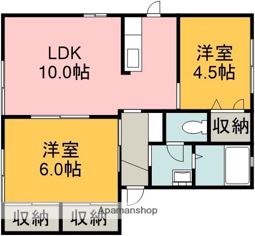 グランシード府中3(2LDK/1階)の間取り写真