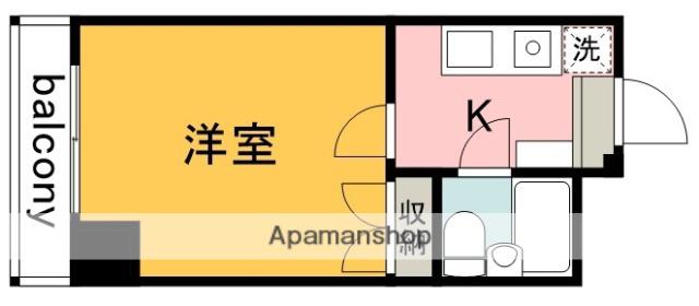 ベルヴェ府中(1K/4階)の間取り写真