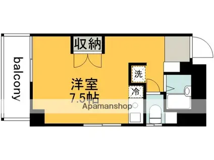 KSハイツ(ワンルーム/6階)の間取り写真