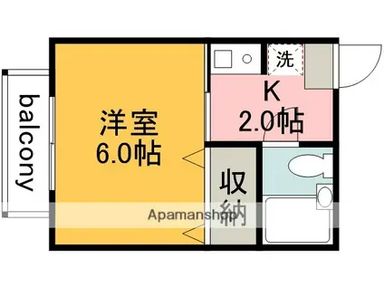 第1ハイアール(1K/2階)の間取り写真