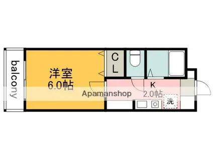 エステート国領(1K/1階)の間取り写真