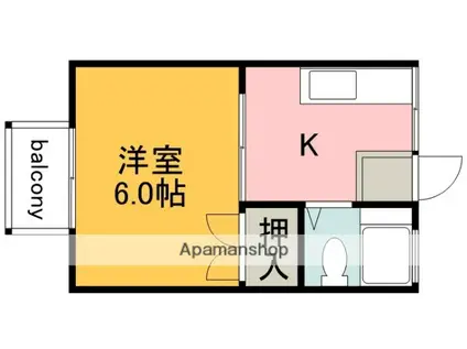 ラインゴルド(1K/2階)の間取り写真