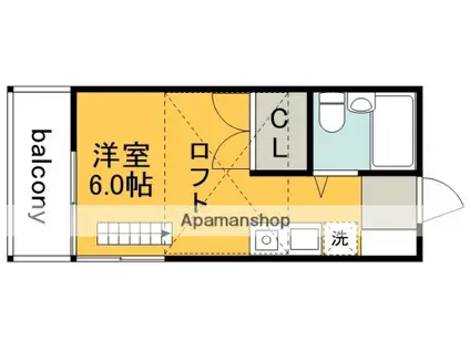 富士見ハイツ(ワンルーム/2階)の間取り写真