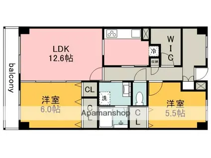 アーベイン世田谷(2LDK/7階)の間取り写真