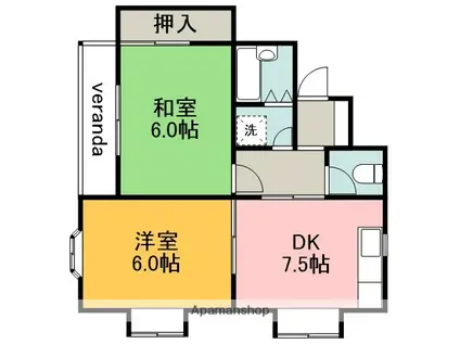 サンハウス(2DK/2階)の間取り写真