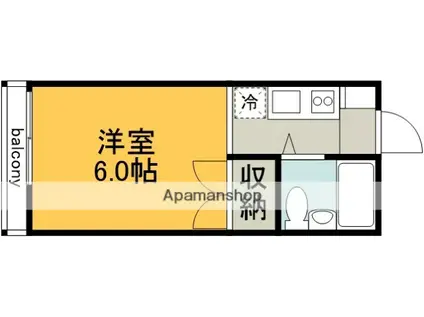 パナハイツ西山(ワンルーム/1階)の間取り写真
