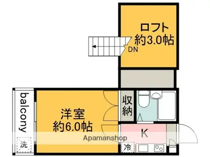 ユーズ・アークI(1K/1階)の間取り写真