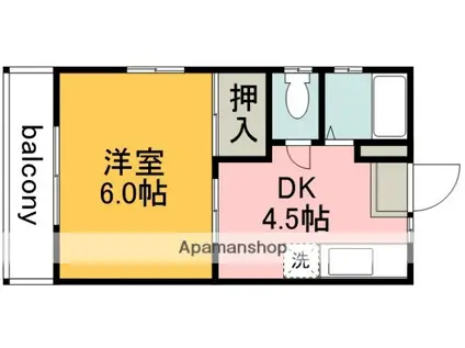 カルム深大寺(1DK/2階)の間取り写真