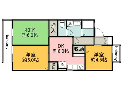 アスタルテ調布(3DK/2階)の間取り写真