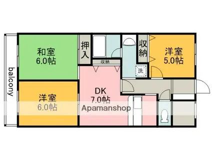 クリオヒルズ崎玉(3DK/4階)の間取り写真