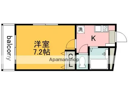 シャトル聖つつじヶ丘(1K/2階)の間取り写真