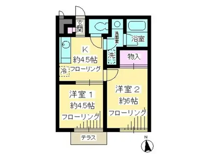 クレール桜ヶ丘(2K/1階)の間取り写真