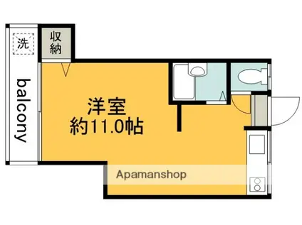 つくし荘(ワンルーム/2階)の間取り写真